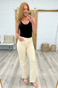 Alice High Rise Over Dyed 90's Straight Jeans in Light Khaki