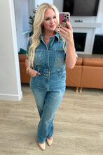 Load image into Gallery viewer, Sylvia Short Sleeve Denim Jumpsuit