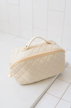 Load image into Gallery viewer, Large Capacity Quilted Makeup Bag in Cream