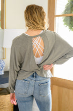 Load image into Gallery viewer, Long Sleeve Solid Knit Open Back Top In Olive