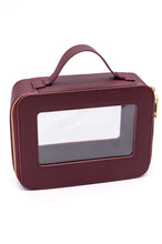 Load image into Gallery viewer, PU Leather Travel Cosmetic Case in Wine