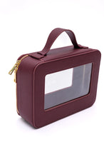 Load image into Gallery viewer, PU Leather Travel Cosmetic Case in Wine