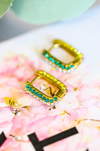 Load image into Gallery viewer, Set in Stone Rainbow Huggie Earrings