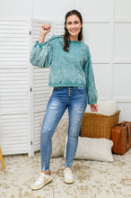 Load image into Gallery viewer, Tied Up In Cuteness Mineral Wash Sweater in Teal