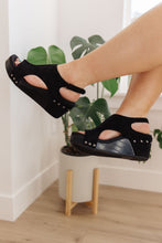 Load image into Gallery viewer, Walk This Way Wedge Sandals in Black Suede