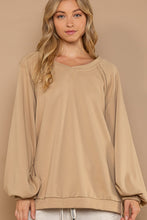 Load image into Gallery viewer, POL Back Cross Strap Detail Lantern Sleeve Sweatshirt